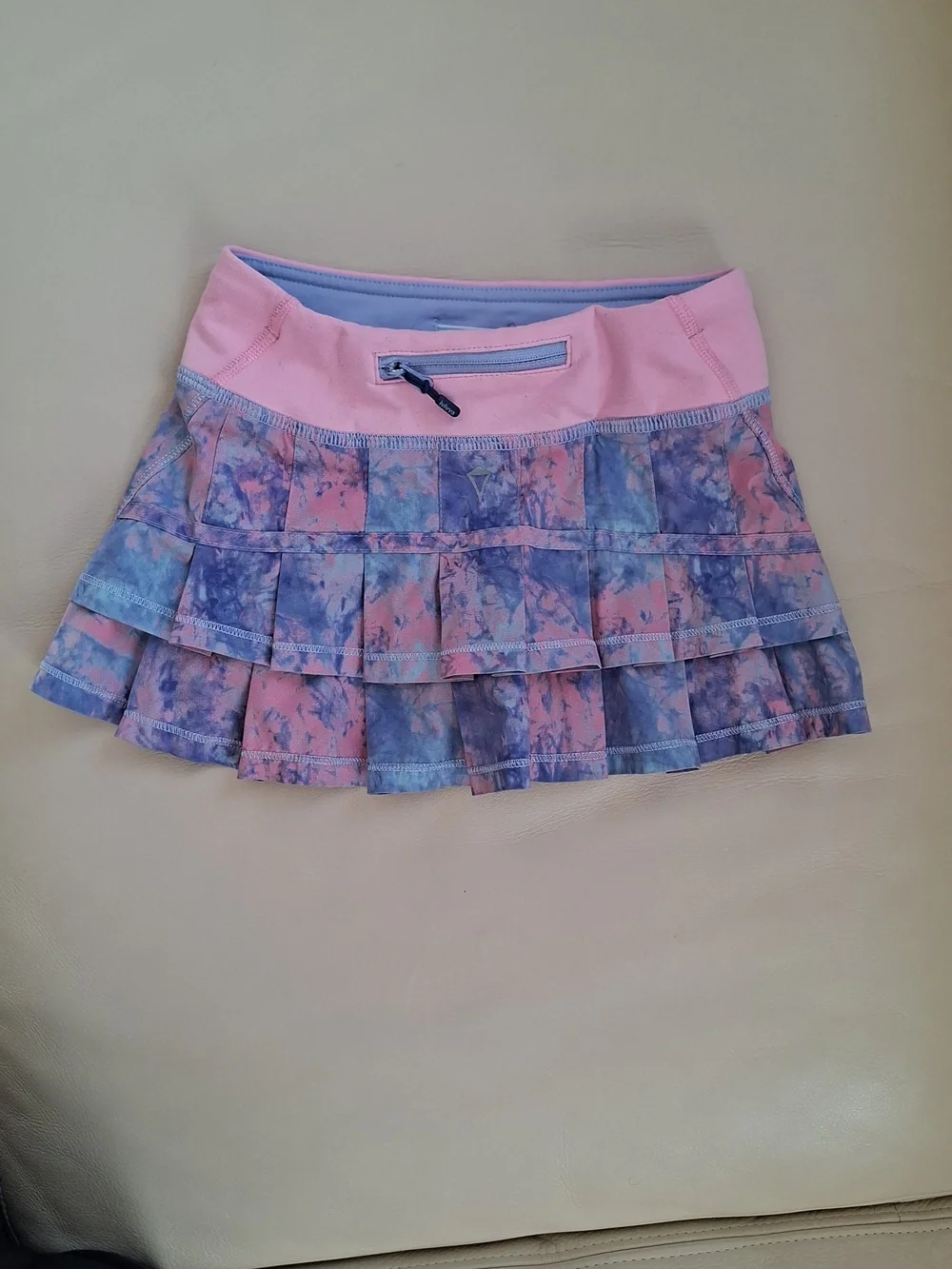 Ivivva Girl by Lululemon 🍋Set The Pace Skirt tie-dye pleated drawcord size 4 - Picture 4 of 8